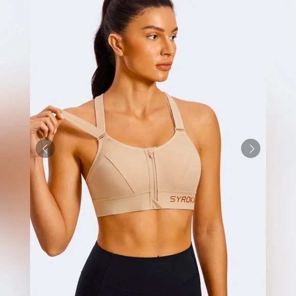 Front Zip Wirefree Sports Bra - Picture 3 of 8